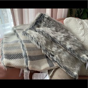 Pottery Barn - set of two Nottingham 16x26 pillow covers - plaid and faux fur